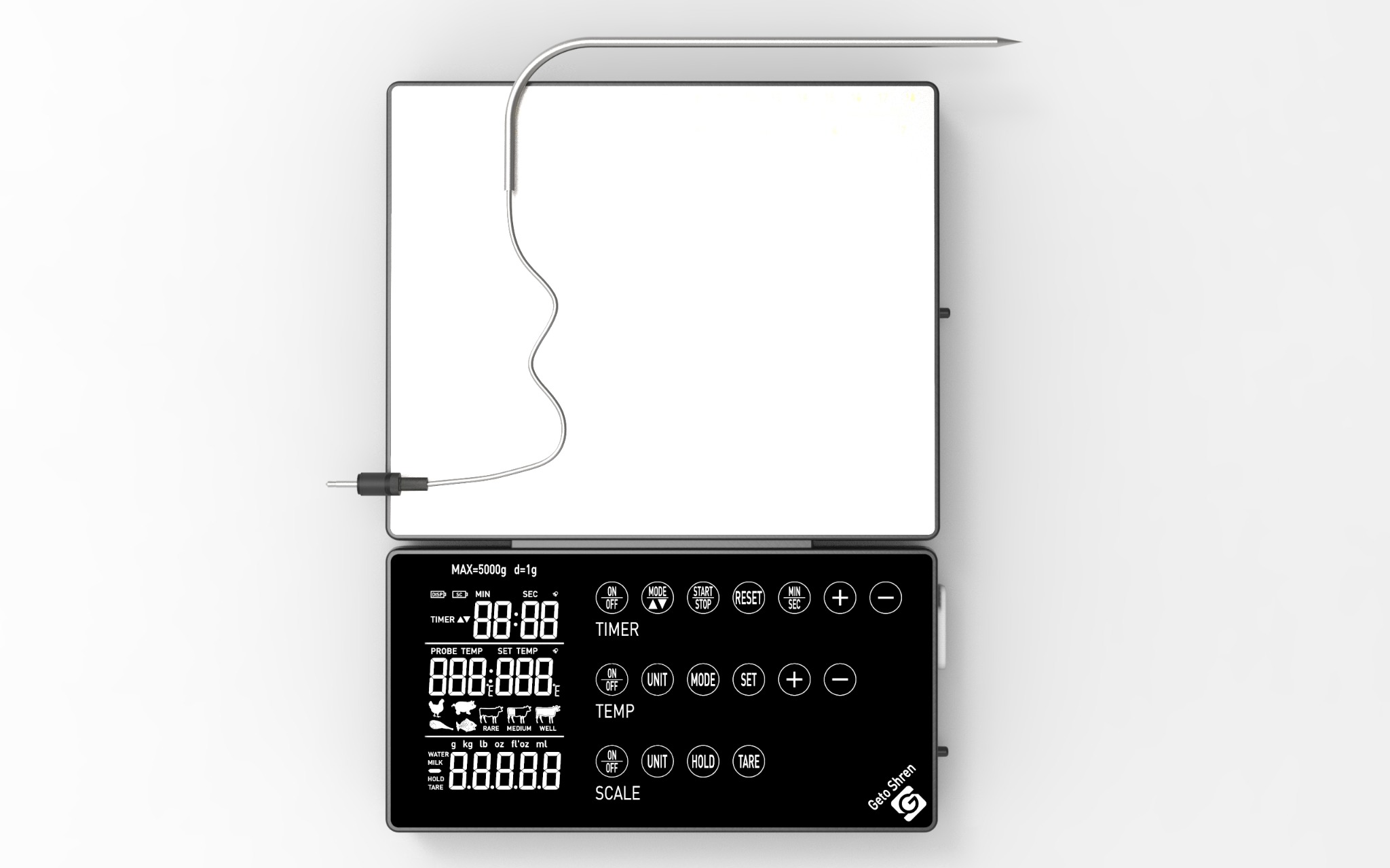 Top view of Geto Shren kitchen scale